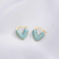 Cute Little Blue Heart Stud Earring Boho Bloom