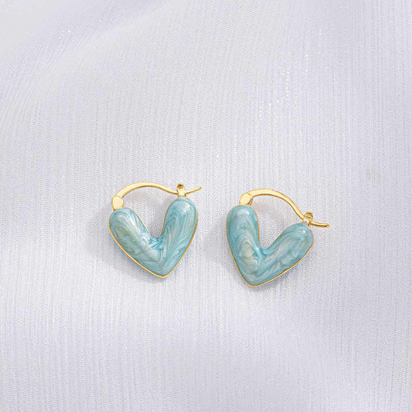 Cute Little Blue Heart Stud Earring Boho Bloom