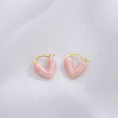 Cute Little Pink Heart Stud Earring Boho Bloom