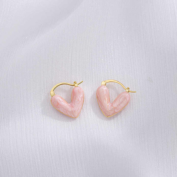 Cute Little Pink Heart Stud Earring Boho Bloom