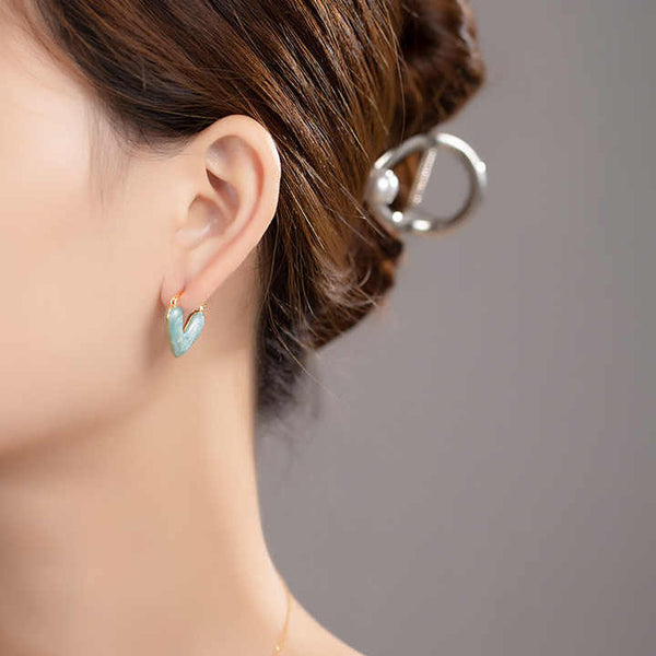 Cute Little Blue Heart Stud Earring Boho Bloom