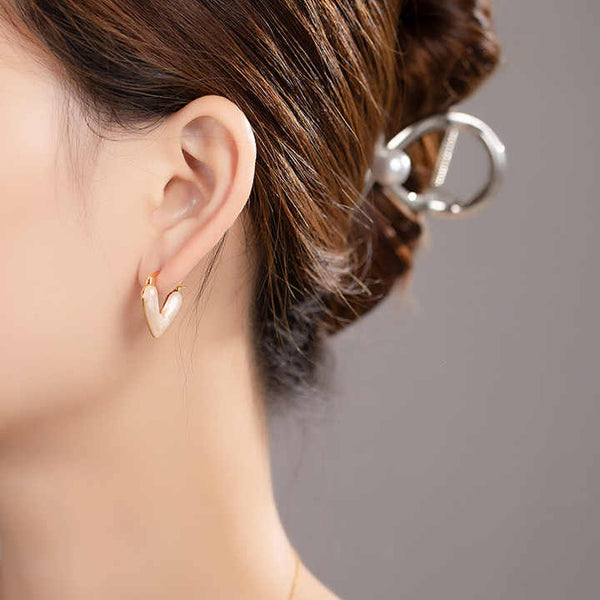 Cute Little White Heart Stud Earring Boho Bloom