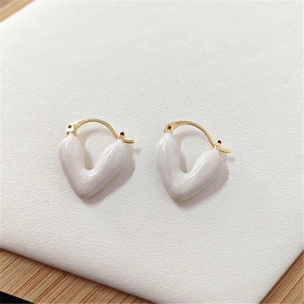 Cute Little White Heart Stud Earring Boho Bloom