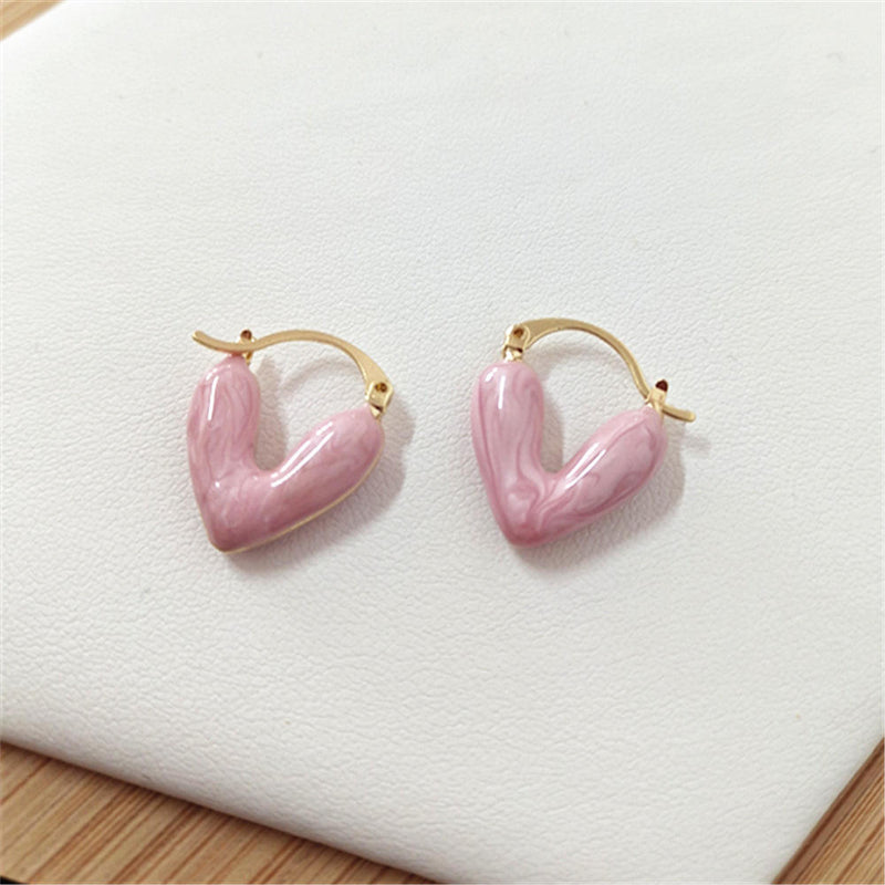 Cute Little Pink Heart Stud Earring Boho Bloom