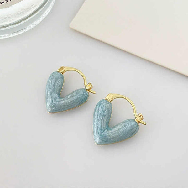 Cute Little Blue Heart Stud Earring Boho Bloom
