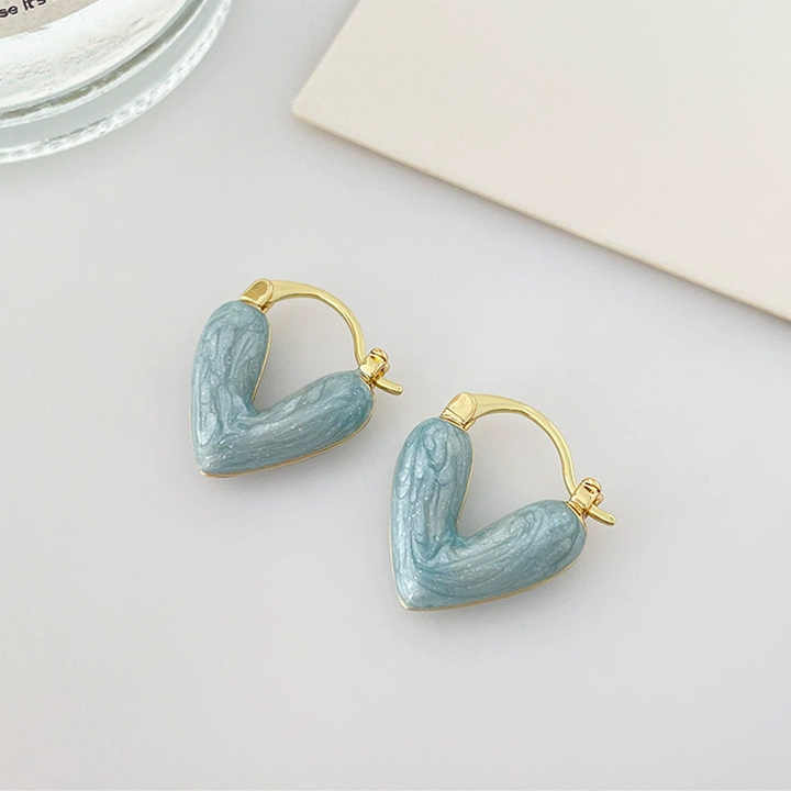 Cute Little Blue Heart Stud Earring Boho Bloom