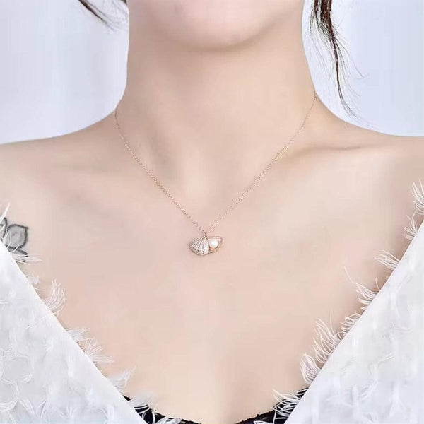Rose Gold Shell pearl necklace Pendant Boho Bloom