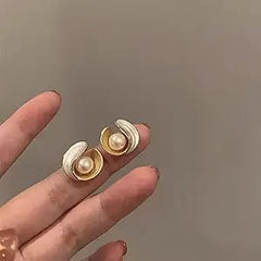 Gold Plated Round Pearl Earring Boho Bloom