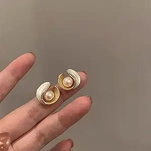 Gold Plated Round Pearl Earring Boho Bloom