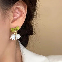 Green Mini Double Bell Drop Earring Boho Bloom