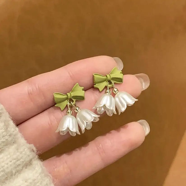 Green Mini Double Bell Drop Earring Boho Bloom