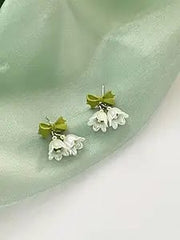 Green Mini Double Bell Drop Earring Boho Bloom