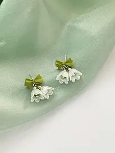 Green Mini Double Bell Drop Earring Boho Bloom