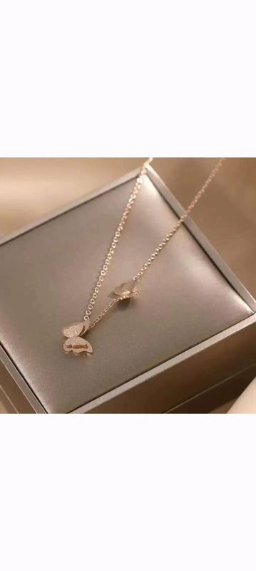 Golden Plated Shiny Butterfly necklace Boho Bloom