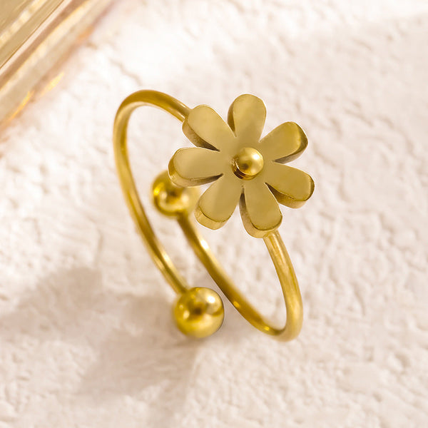 Unique Gold Flower Ring Boho Bloom