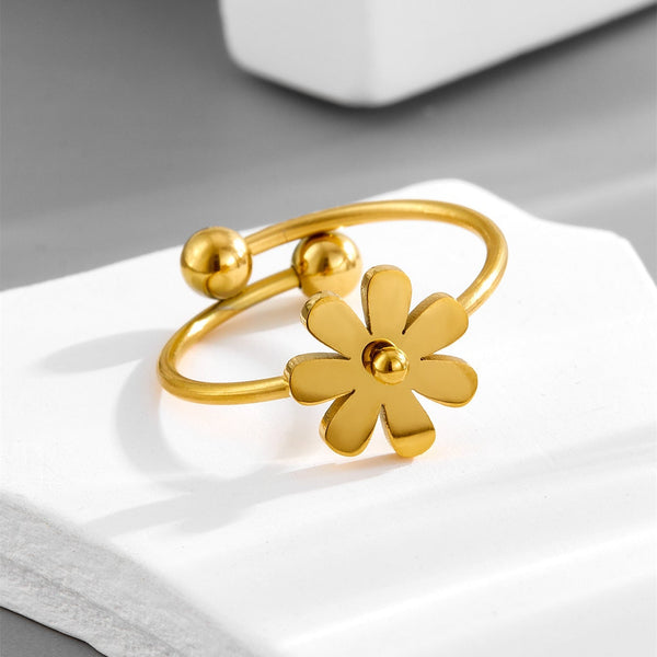 Unique Gold Flower Ring Boho Bloom