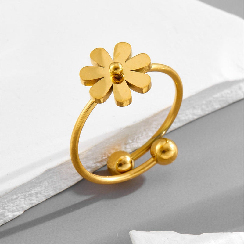 Unique Gold Flower Ring Boho Bloom