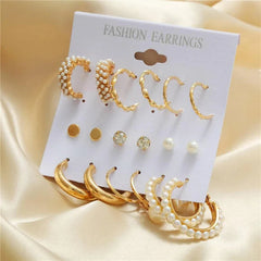 Combo of 9 Earrings in a Compact Fashion Card Boho Bloom