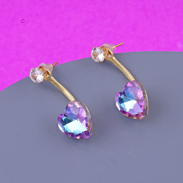 Purple Crystal Heart Earrings Boho Bloom