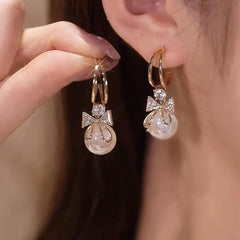 Crystal Gold Plated Pearl Earring Boho Bloom