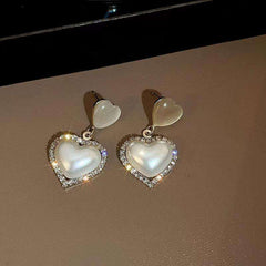White Heart Crystal Earring Boho Bloom