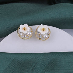 Gold plated White Flower Earrings Boho Bloom