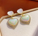White Heart Crystal Earring Boho Bloom