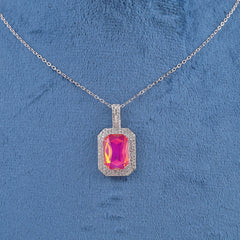 Pink Crystal Square Necklace Boho Bloom