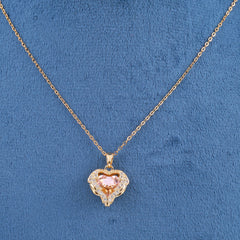 Rose Gold Zircon Heart Necklace Boho Bloom