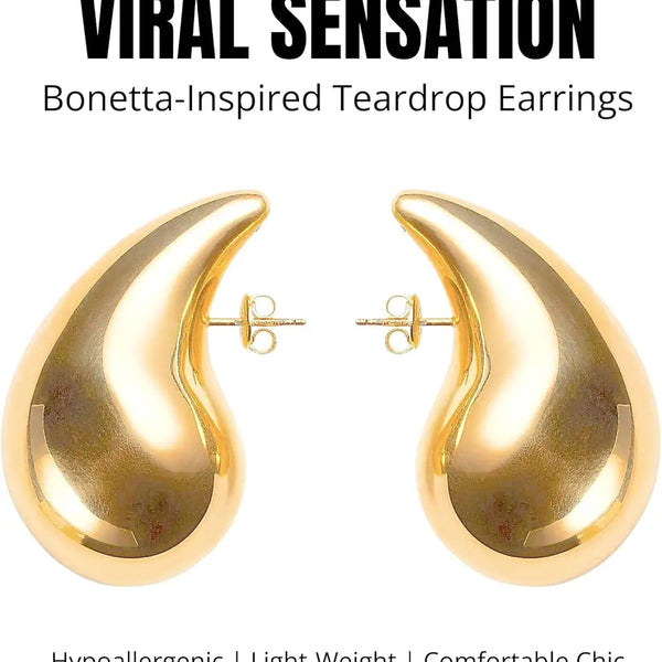 Gold water drop earring Boho Bloom