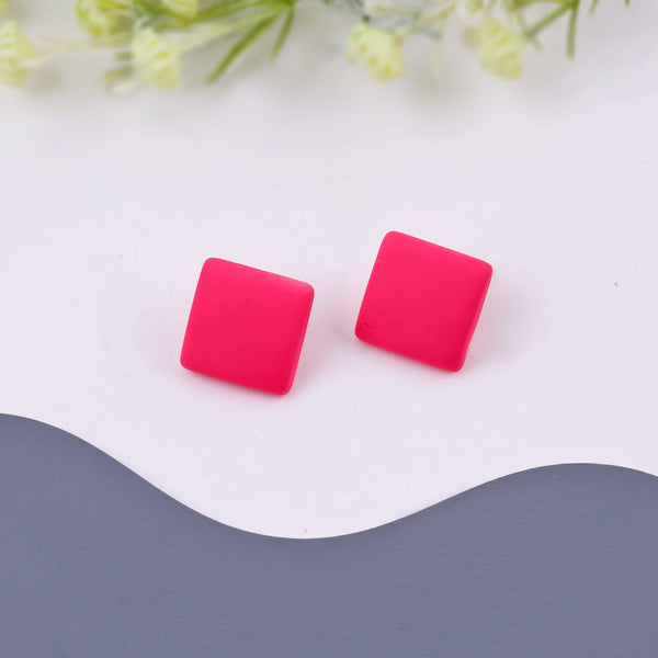 Pink Cube Stud Earrings Boho Bloom