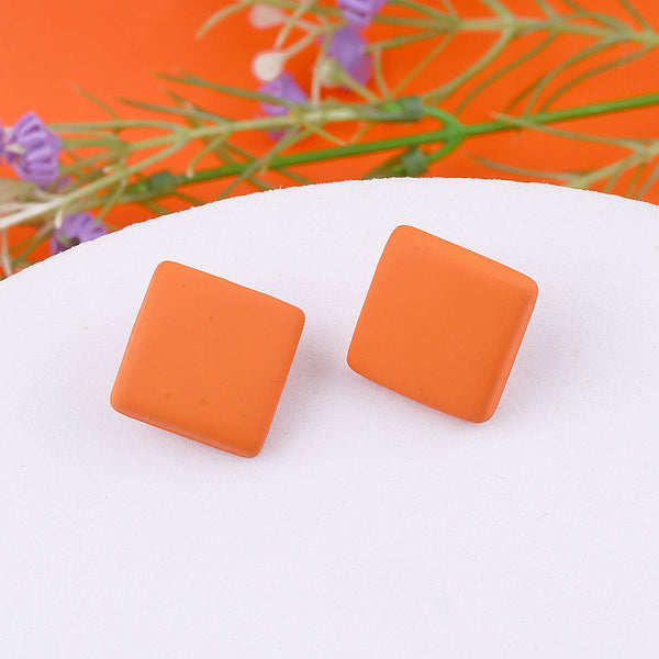 Orange Cube Drop Earrings Boho Bloom