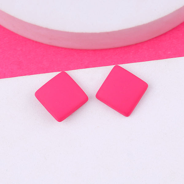 Pink Cube Stud Earrings Boho Bloom