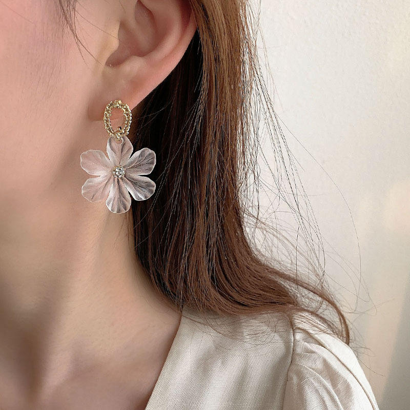 White Flower Petal Earrings Boho Bloom