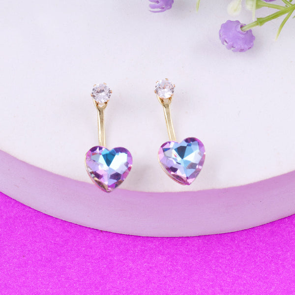 Purple Crystal Heart Earrings Boho Bloom