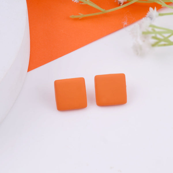Orange Cube Drop Earrings Boho Bloom