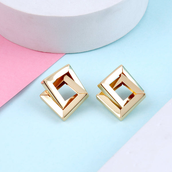 Geometric Double Square Stud Earrings Boho Bloom