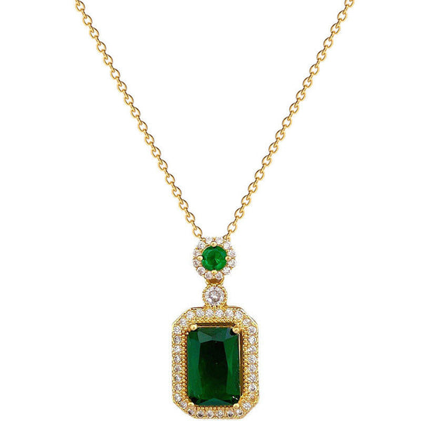 Gold Emerald With Green Stone Necklace Boho Bloom