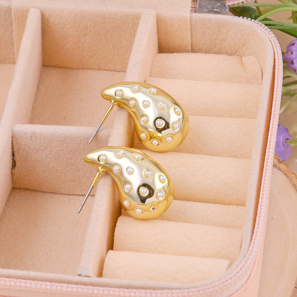Golden Eye Drop Stud Earrings Boho Bloom