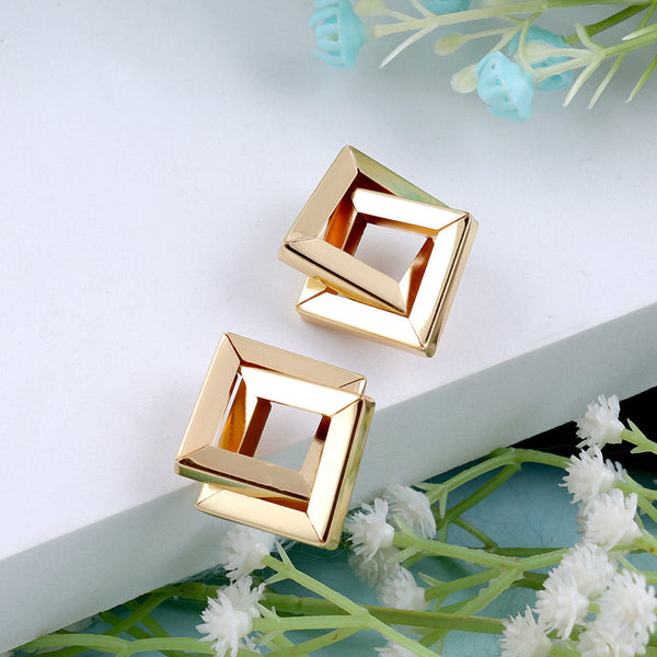 Geometric Double Square Stud Earrings Boho Bloom