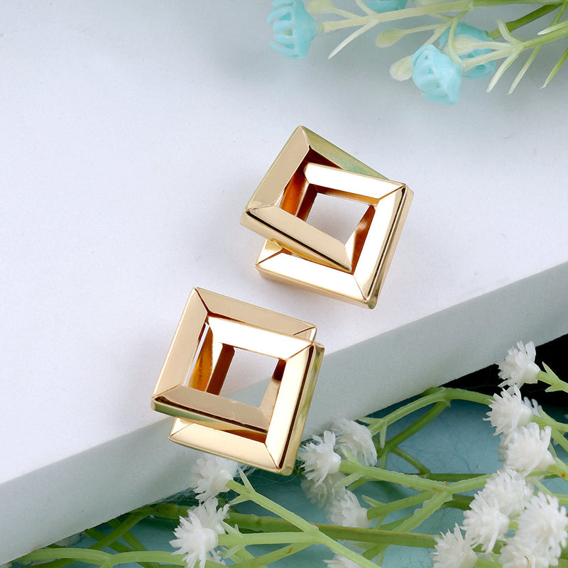 Geometric Double Square Stud Earrings Boho Bloom