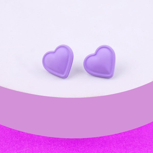 Levender Heart Stud Earrings Boho Bloom