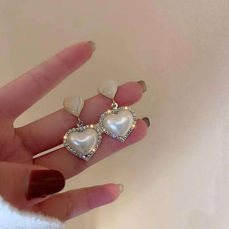 White Heart Crystal Earring Boho Bloom