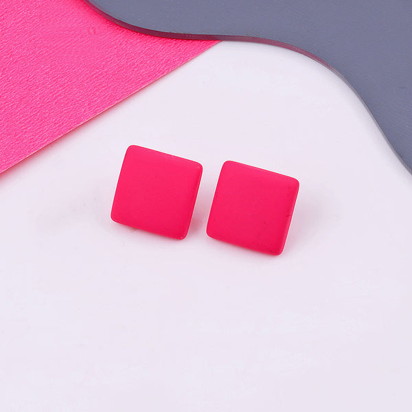 Pink Cube Stud Earrings Boho Bloom