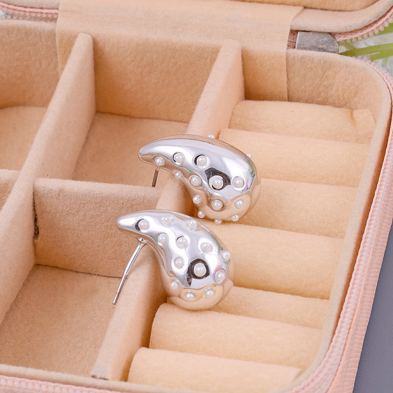 Silver Eye Drop Stud Earrings Boho Bloom