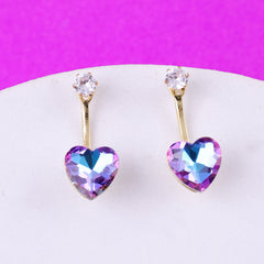 Purple Crystal Heart Earrings Boho Bloom