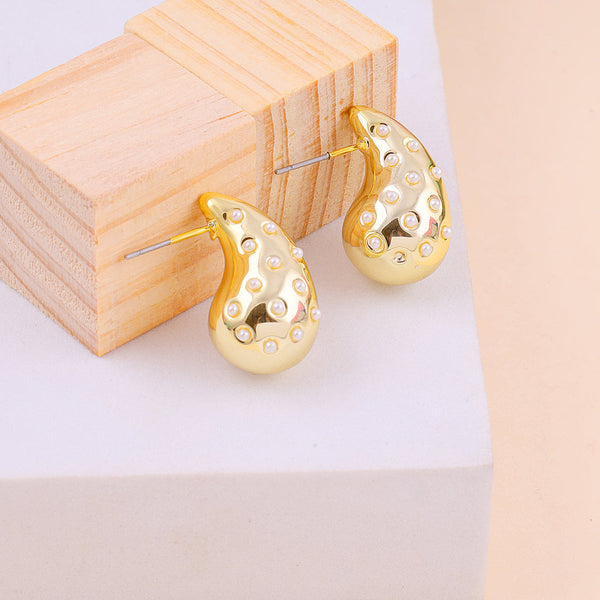 Golden Eye Drop Stud Earrings Boho Bloom