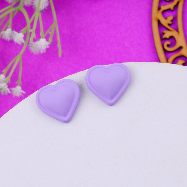Levender Heart Stud Earrings Boho Bloom