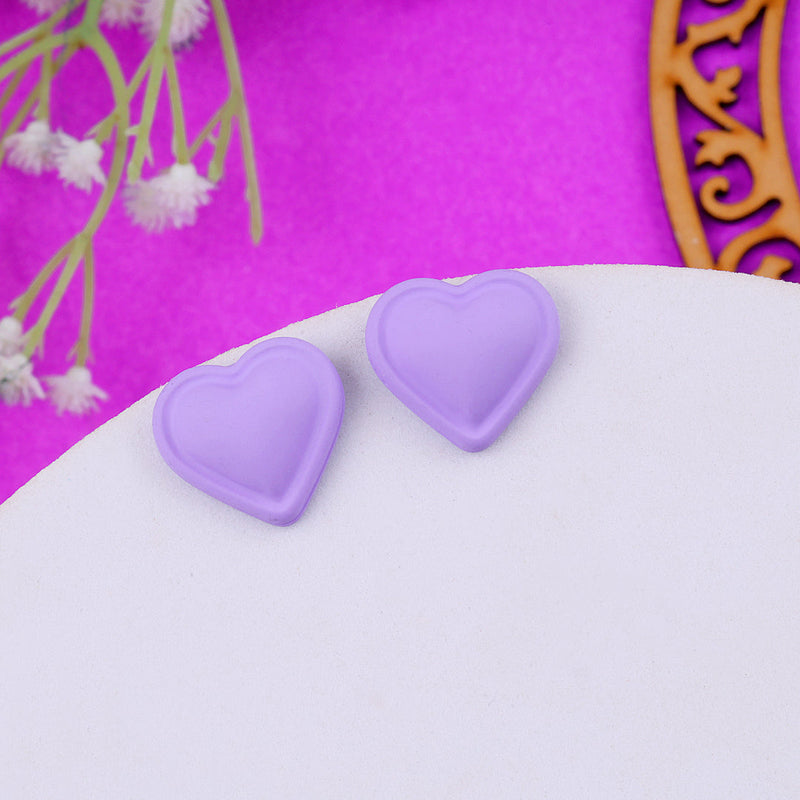 Levender Heart Stud Earrings Boho Bloom