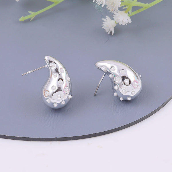 Silver Eye Drop Stud Earrings Boho Bloom